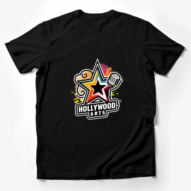 Unisex Hollywood Arts Graphic Tee, Vintage Star Design, Colorful Paint Splash T-Shirt, Casual Streetwear Male T-Shirt