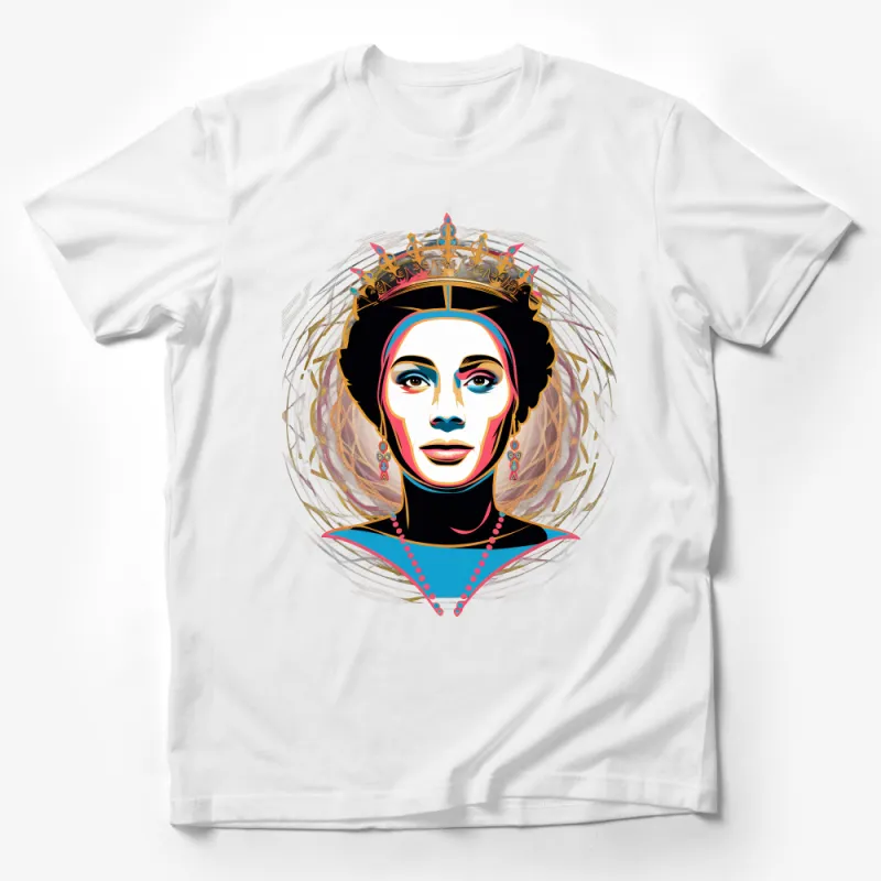 Abstract Queen Graphic Tee, Colorful Pop Art Royalty T-Shirt, Feminine Empowerment Fashion Top Male T-Shirt