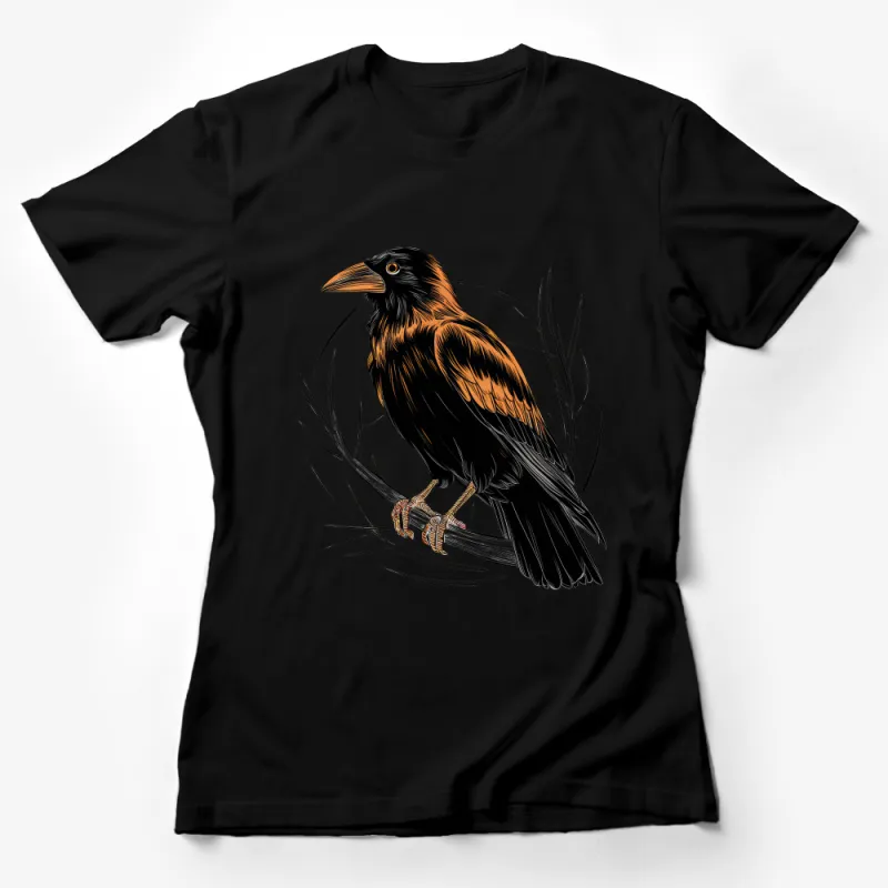 Gothic Raven Graphic Tee, Black Bird T-Shirt, Unisex Nature Inspired Tee, Wildlife Illustration Shirt, Unique Bird Lover Gift Female T-Shirt