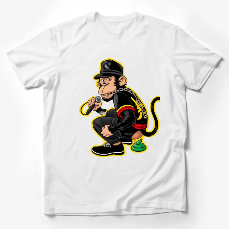 Hip Hop Monkey T-Shirt, Cool Cartoon Ape with Microphone, Urban Streetwear Graphic Tee, Unique Animal Musician Shirt, Unisex Apparel Male T-Shirt