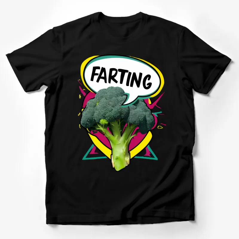 Funny Broccoli Farting Graphic T-Shirt, Novelty Veggie Humor Tee, Unisex Casual Shirt for Vegans, Gag Gift Male T-Shirt