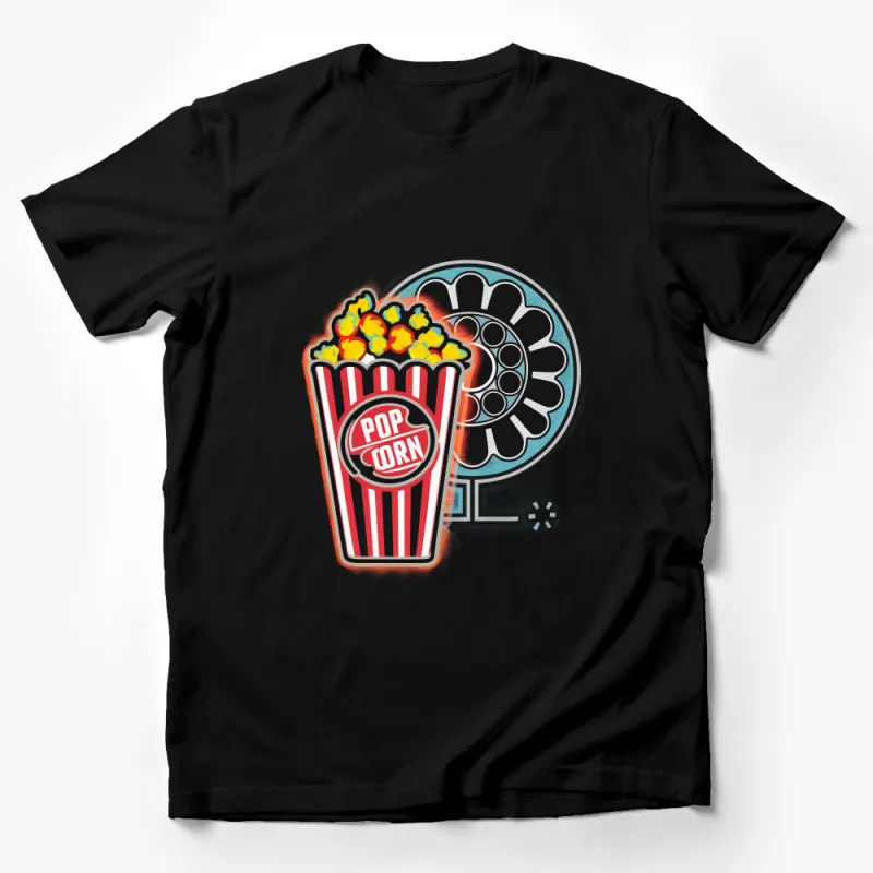 Vintage Popcorn T-Shirt, Classic Movie Night Tee, Retro Film Reel Shirt, Unisex Cinema Lover Top, Snack Apparel Male T-Shirt