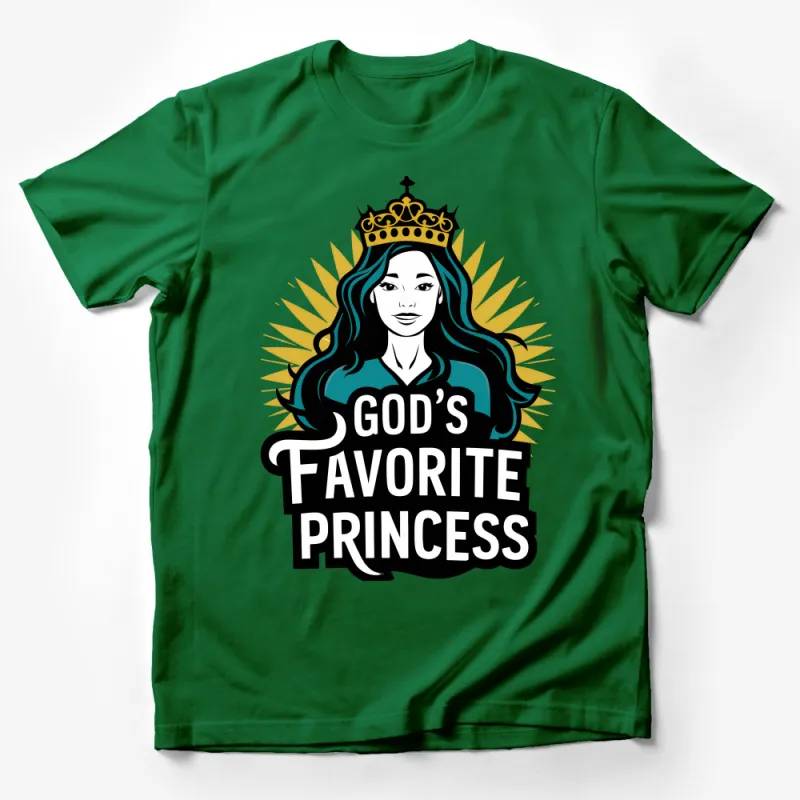 Women's Empowerment Tee, God's Favorite Princess, Royal Crown T-Shirt, Inspirational Graphic Top, Feminine Bold Statement Shirt Male T-Shirt