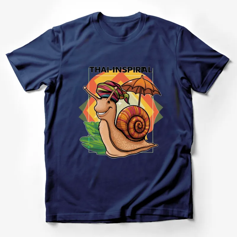 Unique Thai-Inspiral Snail Graphic Tee, Colorful Snail T-Shirt, Unisex Whimsical Animal Shirt, Fun Artistic Apparel, Gift for Nature Lovers Male T-Shirt