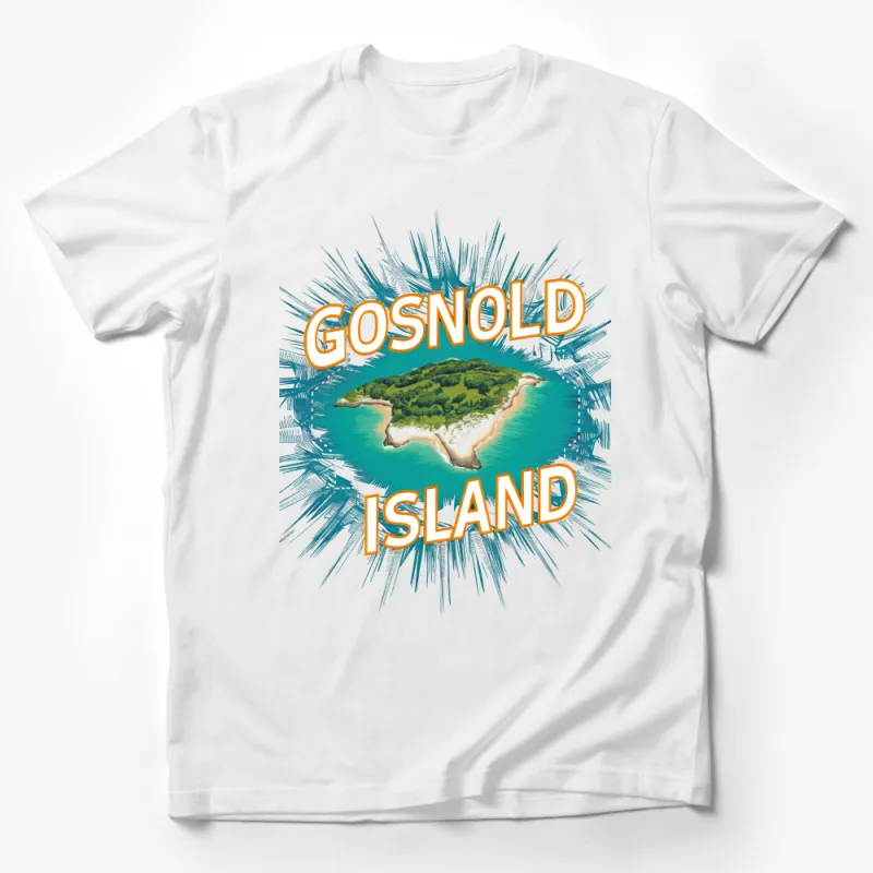 Unisex Gosnold Island T-Shirt, Colorful Tropical Tee, Beach Vacation Graphic Shirt, Casual Summer Clothing Male T-Shirt