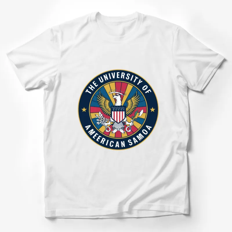 American Samoa University Seal T-Shirt, Patriotic Eagle College Emblem Unisex Tee, Vintage Crest Design Shirt, Casual Wear Male T-Shirt