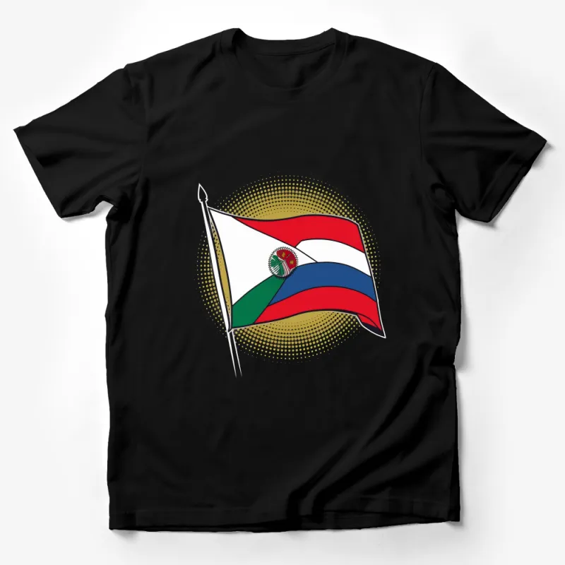 Patriotic Paraguay Flag Waving Graphic Tee, Vibrant Colorful Shirt for Paraguayans Male T-Shirt