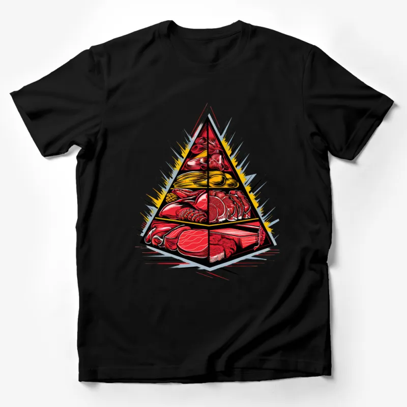 Abstract Triangular Design T-Shirt, Colorful Graphic Tee, Modern Artistic Style, Unisex Casual Wear, Trendy Apparel Male T-Shirt