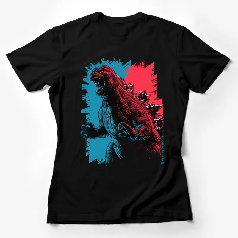 Dinosaur Graphic Tee, Vibrant T-Rex Design, Unisex Cotton Shirt, Retro Style Casual Wear, Unique Gift for Dino Lovers Female T-Shirt