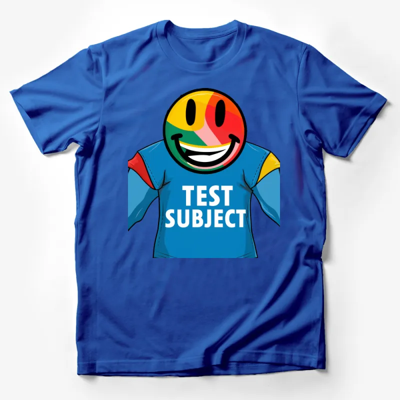 Colorful Smiley Face Test Subject Graphic Tee for Casual Wear Male T-Shirt