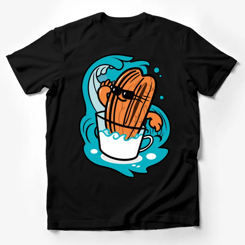 Surfing Breakfast Pastry Cool Surfboard Graphic T-Shirt, Unisex Beach Vibes Tee, Fun Summer Casual Wear, Ocean Wave Shirt Male T-Shirt