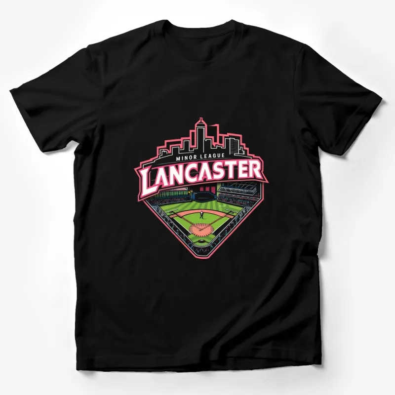 Lancaster Minor League Baseball Diamond Graphic T-Shirt, City Skyline Sports Tee Male T-Shirt