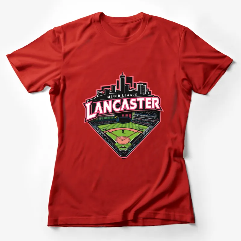 Lancaster Minor League Baseball Diamond Graphic T-Shirt, City Skyline Sports Tee Female T-Shirt