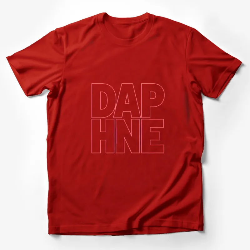 Retro Style DAPHNE T-Shirt, Bold Vintage Inspired Red Typographic Tee, Unisex Casual Streetwear Shirt, Unique Graphic Top for All Male T-Shirt