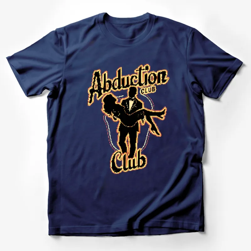 Abduction Club T-Shirt, Retro UFO Alien Kidnap Graphic Tee, Vintage Style Sci-Fi Apparel, Unisex Male T-Shirt