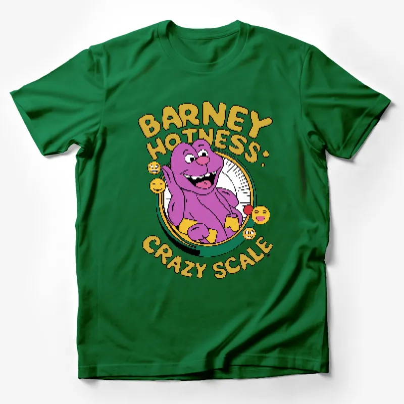 Barney Hotness Crazy Scale Funny Cartoon T-Shirt, Purple Dinosaur Graphic Tee, Unisex, Adult Sizes Male T-Shirt