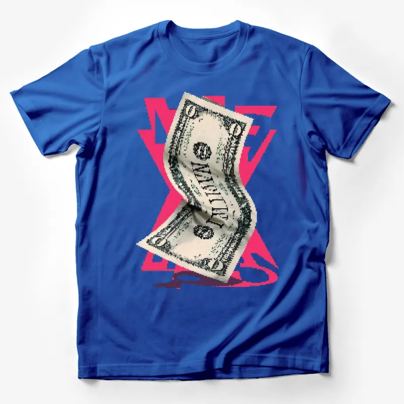 Crinkled Dollar Bill Graphic T-Shirt, Unique Money Design Tee, Financial Fashion Casual Wear Male T-Shirt