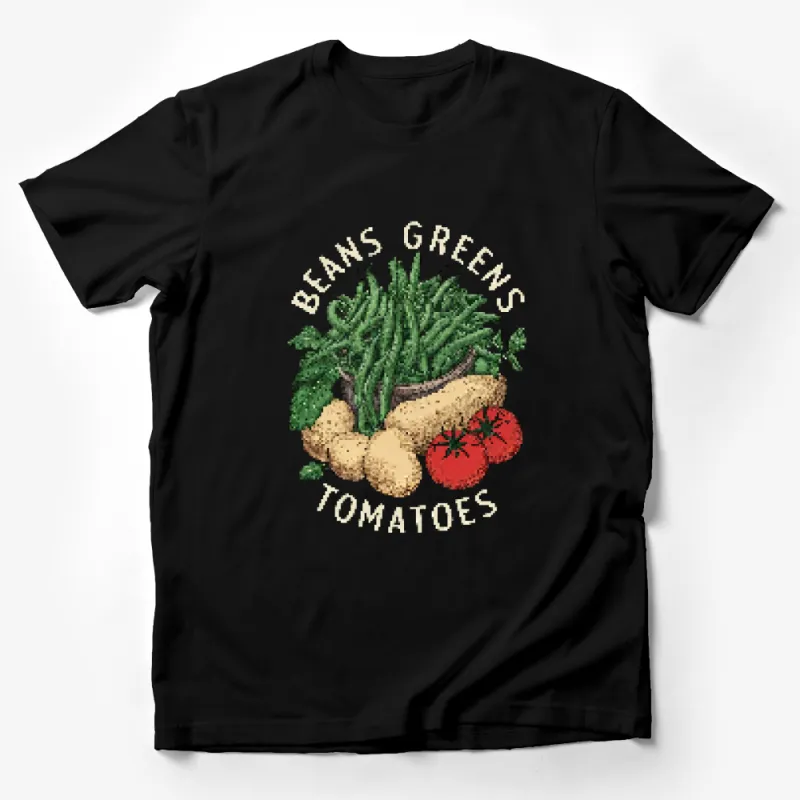 Beans Greens Tomatoes Vegetable Graphic T-Shirt, Vegan Shirt, Plant-Based Diet Tee, Garden Lover Gift Male T-Shirt