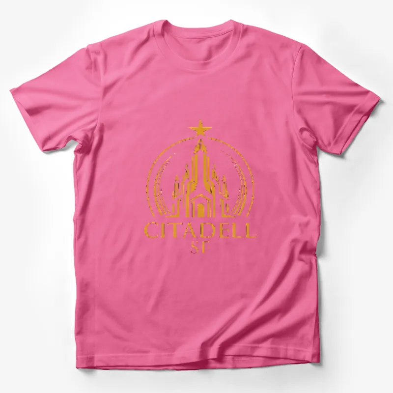 Citadel SF Design Golden T-Shirt, Unique Architectural Art, Fashionable Unisex Shirt Male T-Shirt