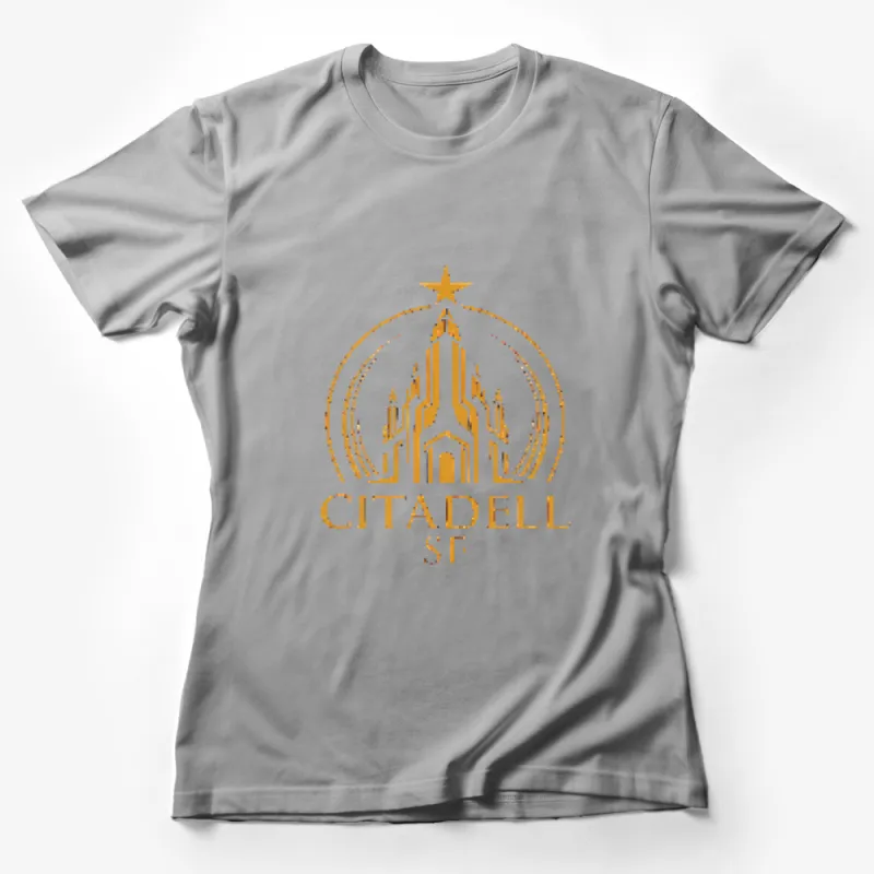 Citadel SF Design Golden T-Shirt, Unique Architectural Art, Fashionable Unisex Shirt Female T-Shirt