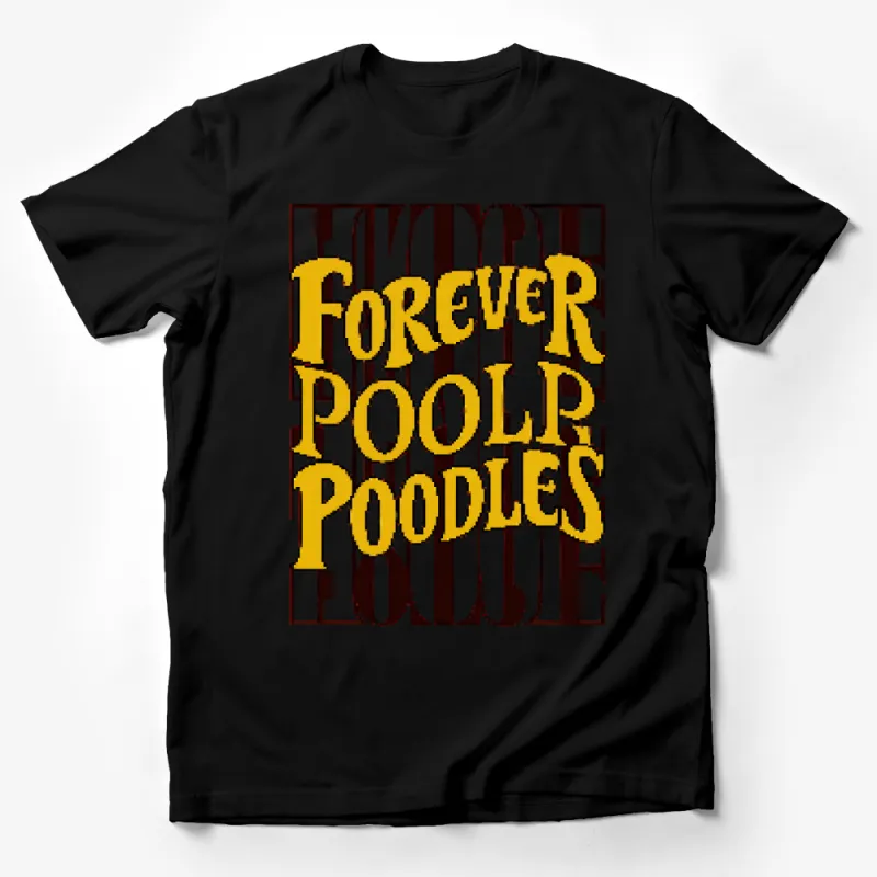 Forever Poor Poodles Graphic Tee, Striped Background, Bold Typography, Retro T-Shirt, Unique Men's and Women's Fashion Top Male T-Shirt