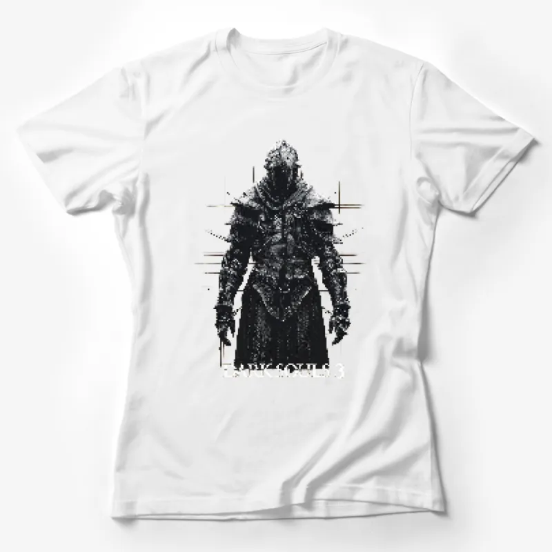 Dark Knight Medieval Warrior Graphic T-Shirt, Gothic Fantasy Armor Design Tee, Unisex Clothing Female T-Shirt