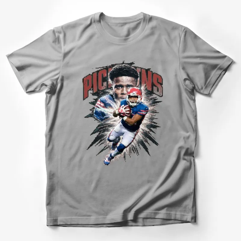 Dynamic Football Player Graphic T-Shirt, Athletic Sports Tee, Cool Action Poses, Perfect for Game Day Fans Male T-Shirt