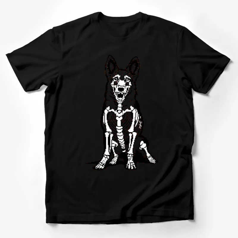 German Shepherd Skeleton Print T-Shirt, Dog Anatomy Graphic Tee, Cool Science Pet Lover Gift Male T-Shirt