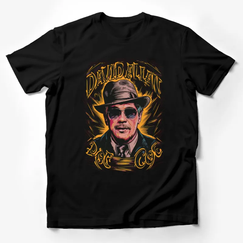 Vintage Look David Allan Inspired Cowboy Hat and Sunglasses T-Shirt, Unique Graphic Tee, Stylish Western Design Shirt Male T-Shirt