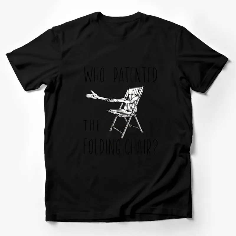 Vintage Style Folding Chair Patent T-Shirt, Graphic Tee for Historians and Inventors Male T-Shirt