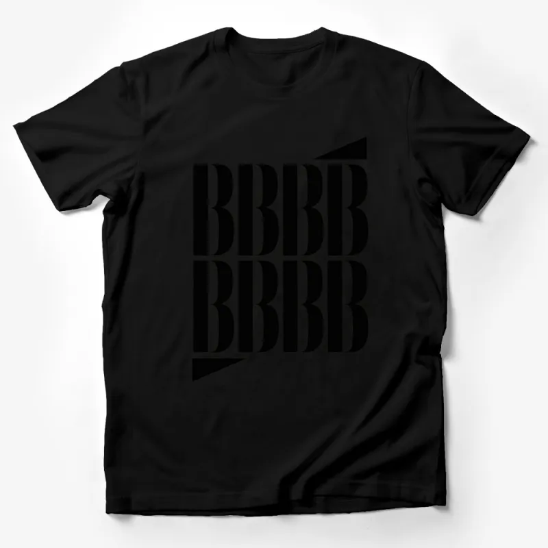 Bold Black B Monogram Graphic T-Shirt, Unisex Large Letter Print Top, Modern Statement Tee Male T-Shirt