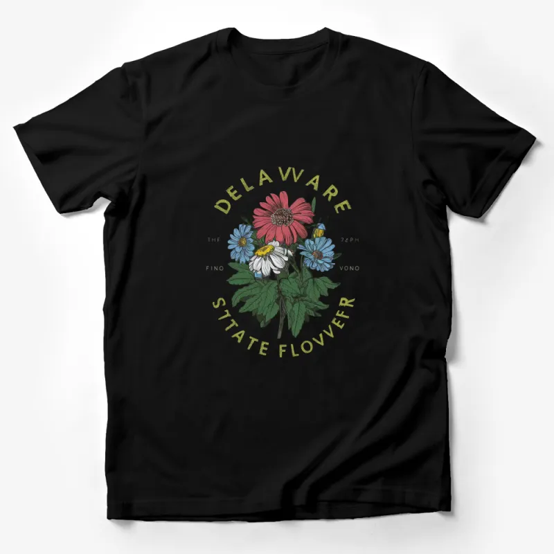 Delaware State Flower Graphic T-Shirt, Colorful Floral Tee, Unisex Casual Shirt, Unique Botanical Design Top Male T-Shirt