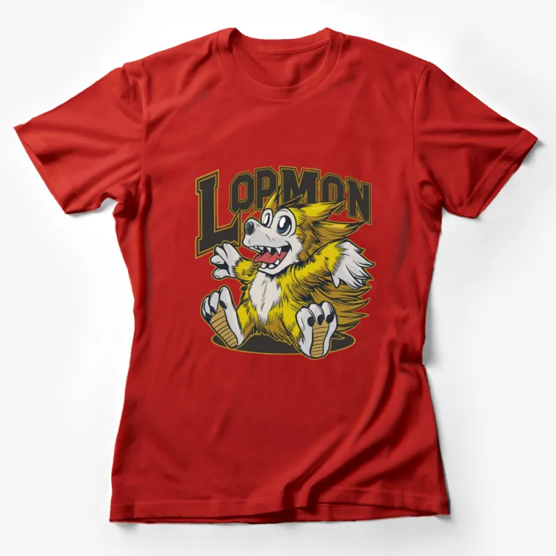 Lopmon Anime Character T-Shirt, Yellow Furry Monster Graphic Tee, Casual Unisex Apparel Female T-Shirt