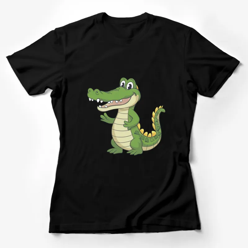 Cute Cartoon Alligator Kids T-Shirt, Green Smiling Crocodile Tee, Boys and Girls Animal Shirt Female T-Shirt