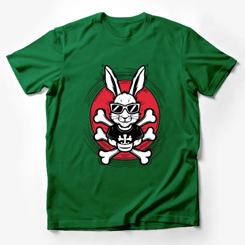 Cool Rabbit Skull Print T-Shirt, Trendy Bunny Graphic Tee, Unisex Streetwear, Animal Lover Gift Male T-Shirt