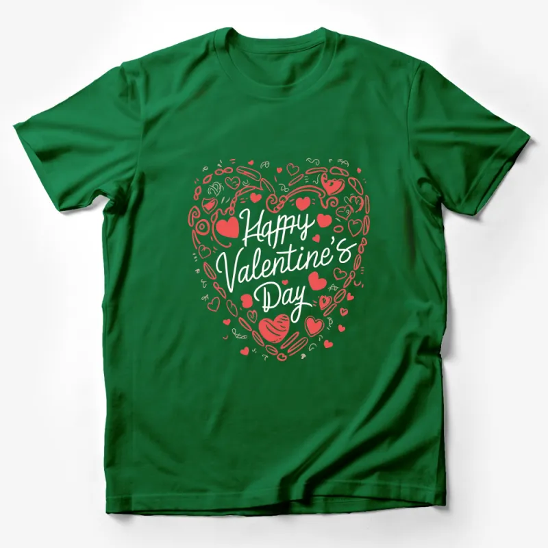 Valentine's Day Heart T-Shirt, Red and White Love Graphic Tee, Romantic Apparel for Couples Male T-Shirt