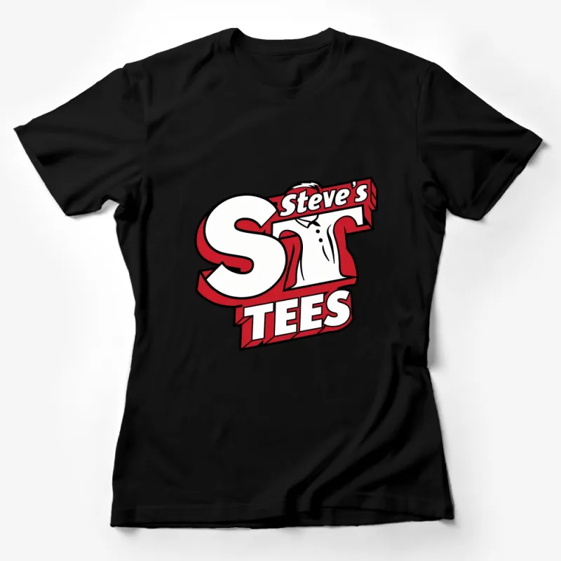 Steve's Shirt Tees Logo T-Shirt, Vintage Inspired Red and White Tee, Casual Graphic Shirt for Everyday Wear Female T-Shirt