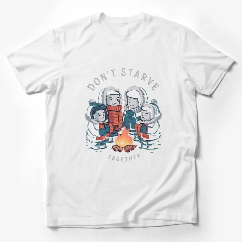 Don't Starve Together Campfire Group T-Shirt, Cozy Winter Gaming Apparel, Unique Gamer Gift Male T-Shirt