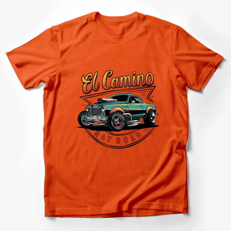 Vintage Car T-Shirt, El Camino Rat Road Graphic Tee, Retro Classic Car Lover Gift, Unisex Apparel Male T-Shirt