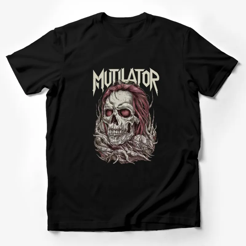 Mutilator Skull T-Shirt, Gothic Horror Graphic Tee, Heavy Metal Style Shirt, Unisex Rock Band Inspired Top Male T-Shirt