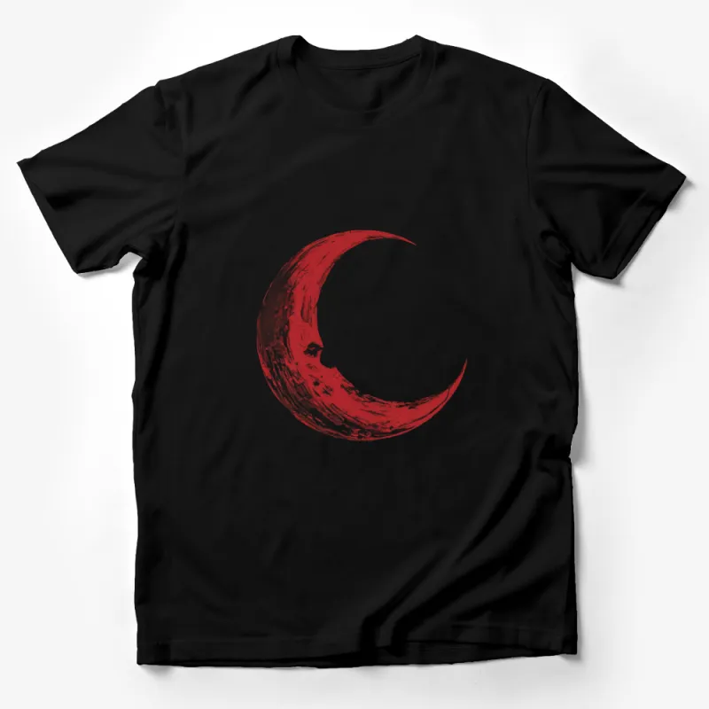 Red Crescent Moon Graphic T-Shirt, Boho Chic Style Tee, Unisex Casual Wear, Artistic Moon Design Top, Unique Gift Idea Male T-Shirt