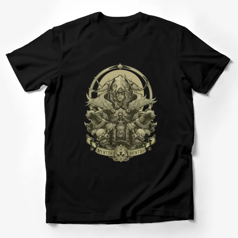 Fantasy Warrior T-Shirt, Vintage Style RPG Character, Armor and Crest Graphic Tee, Unique Gift for Gamers Male T-Shirt