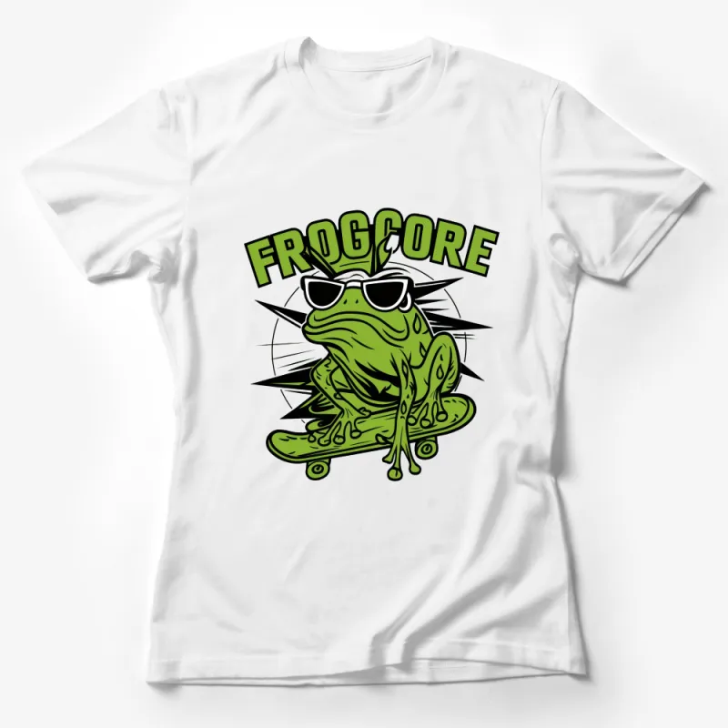 Frogcore Skateboarder Frog T-Shirt, Cool Frog Graphic Tee, Street Style Skater Frog, Unique Amphibian Lover Gift Female T-Shirt