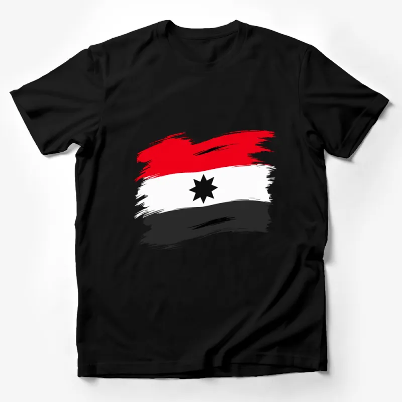 Modern Abstract Flag Art T-Shirt, Red Black White Brush Stroke Design, Stylish Unisex Top Male T-Shirt