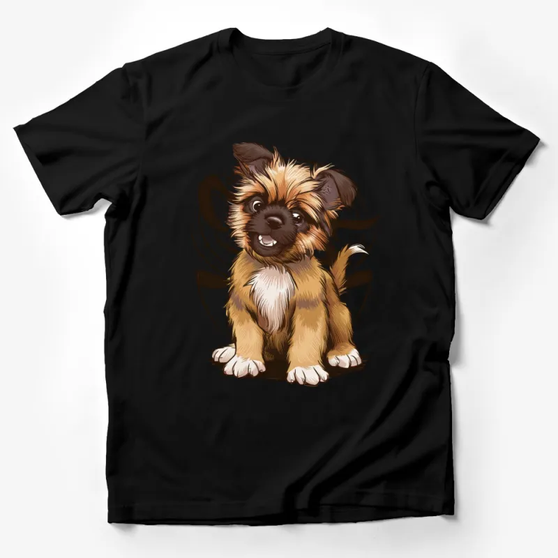 Cute Yorkie Puppy T-Shirt, Adorable Terrier Dog Graphic Tee, Pet Lover Gift Male T-Shirt