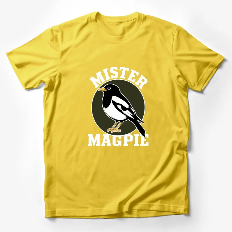 Mister Magpie Graphic T-Shirt, Vintage Bird Illustration Tee, Retro White and Green T-Shirt, Nature Lover Gift Male T-Shirt