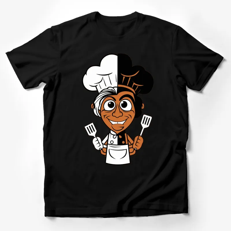 Funny Chef Cartoon T-Shirt, Cute Cooking Graphic Tee, Unisex Kitchen Apparel for Food Lovers Male T-Shirt