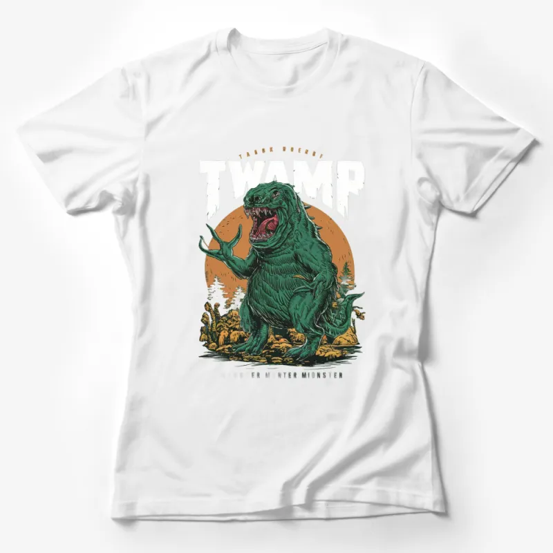 Vintage Swamp Monster T-Shirt, Classic Retro Graphic Tee, Unique Horror Creature Design, Unisex Fashion Female T-Shirt