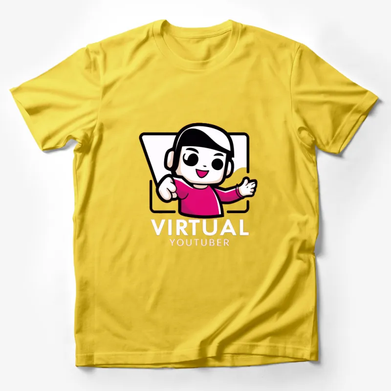 Virtual YouTuber T-Shirt, Cute Anime Character Design, Pink Unisex Tee for Gamers Male T-Shirt