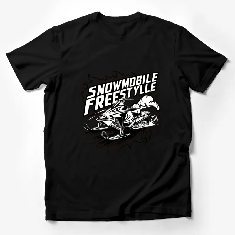 Snowmobile Freestyle Graphic T-Shirt, Winter Sports Enthusiast Tee, Extreme Snow Adventure Top Male T-Shirt